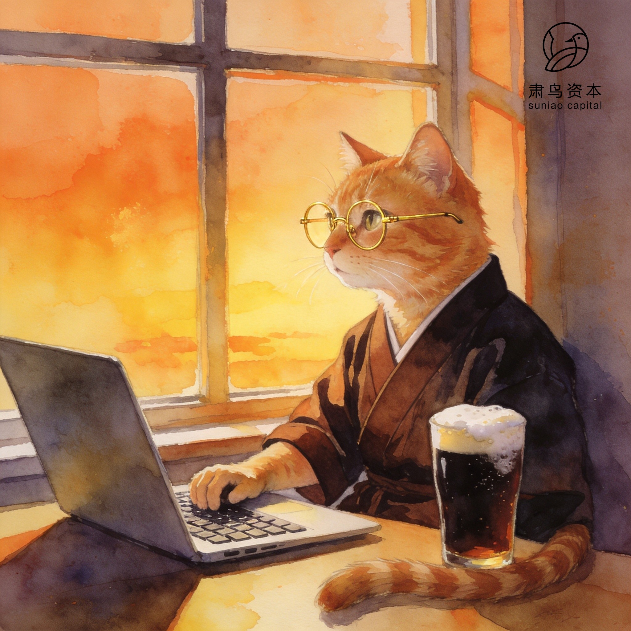 汉服橘猫插画