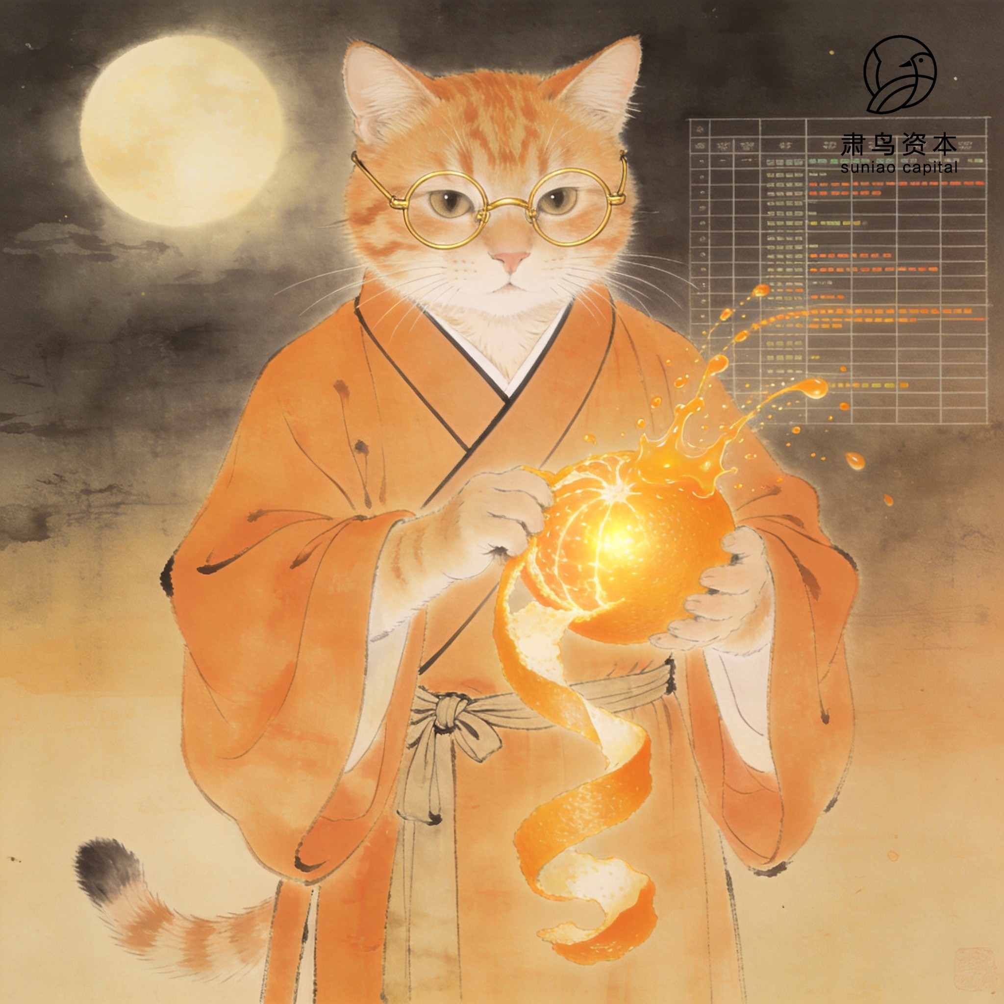 汉服橘猫插画