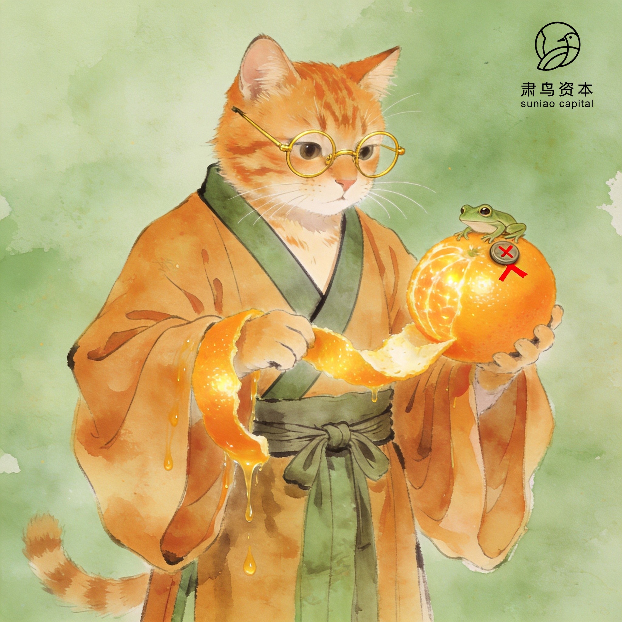 汉服橘猫插画