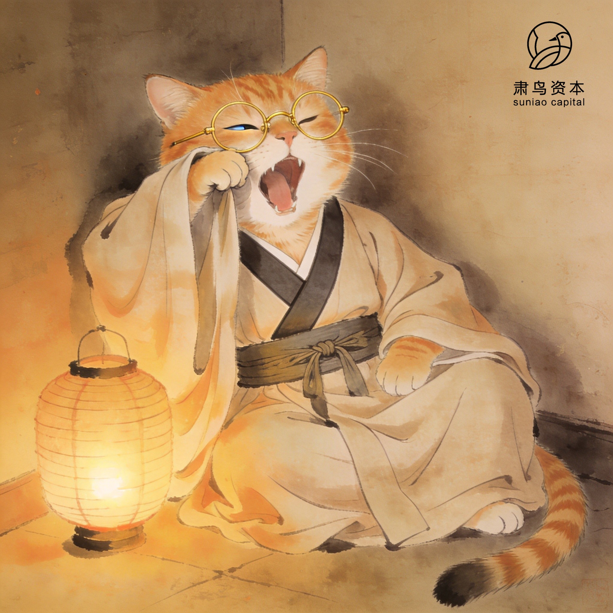 汉服橘猫插画
