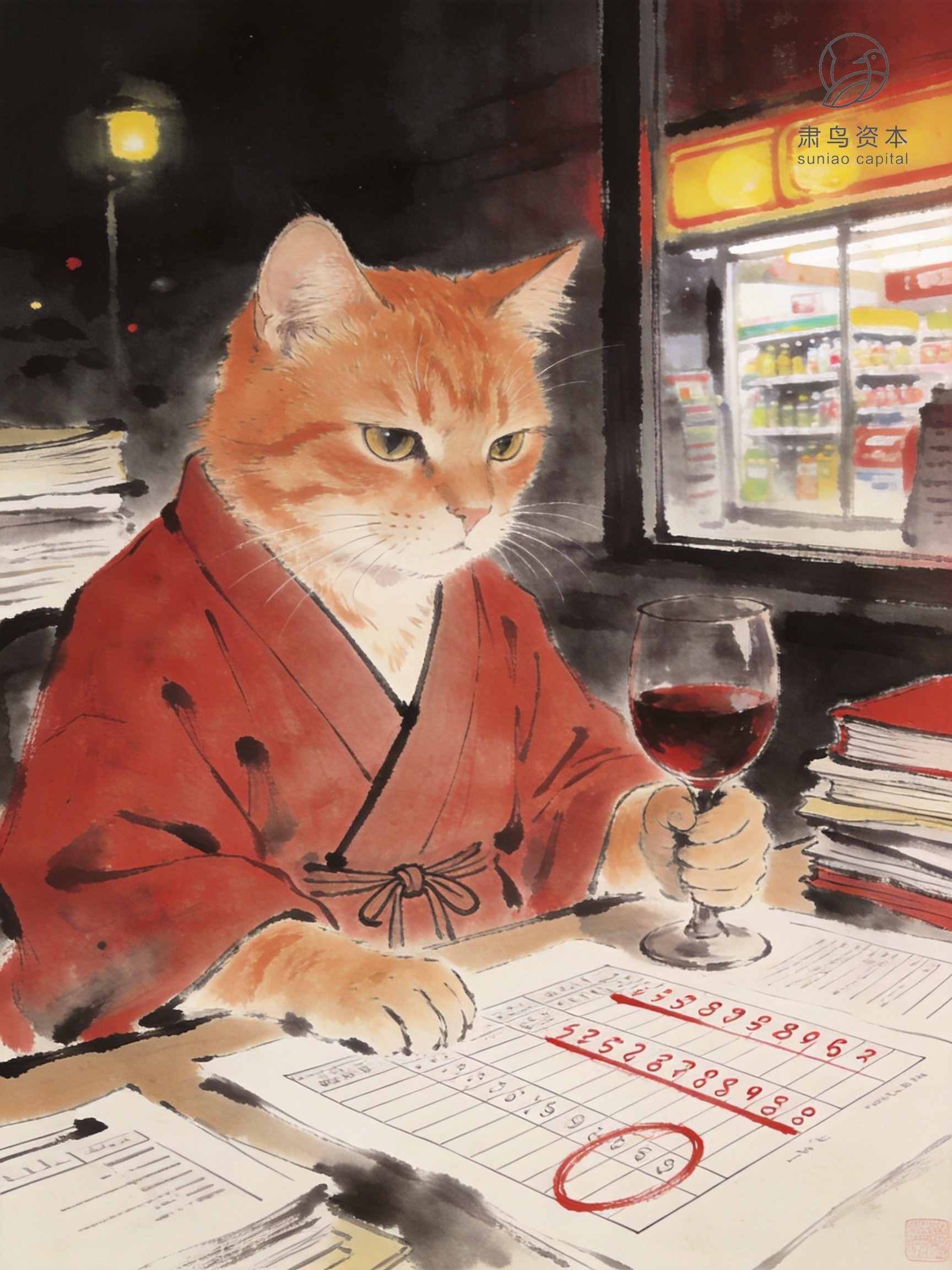 汉服橘猫插画