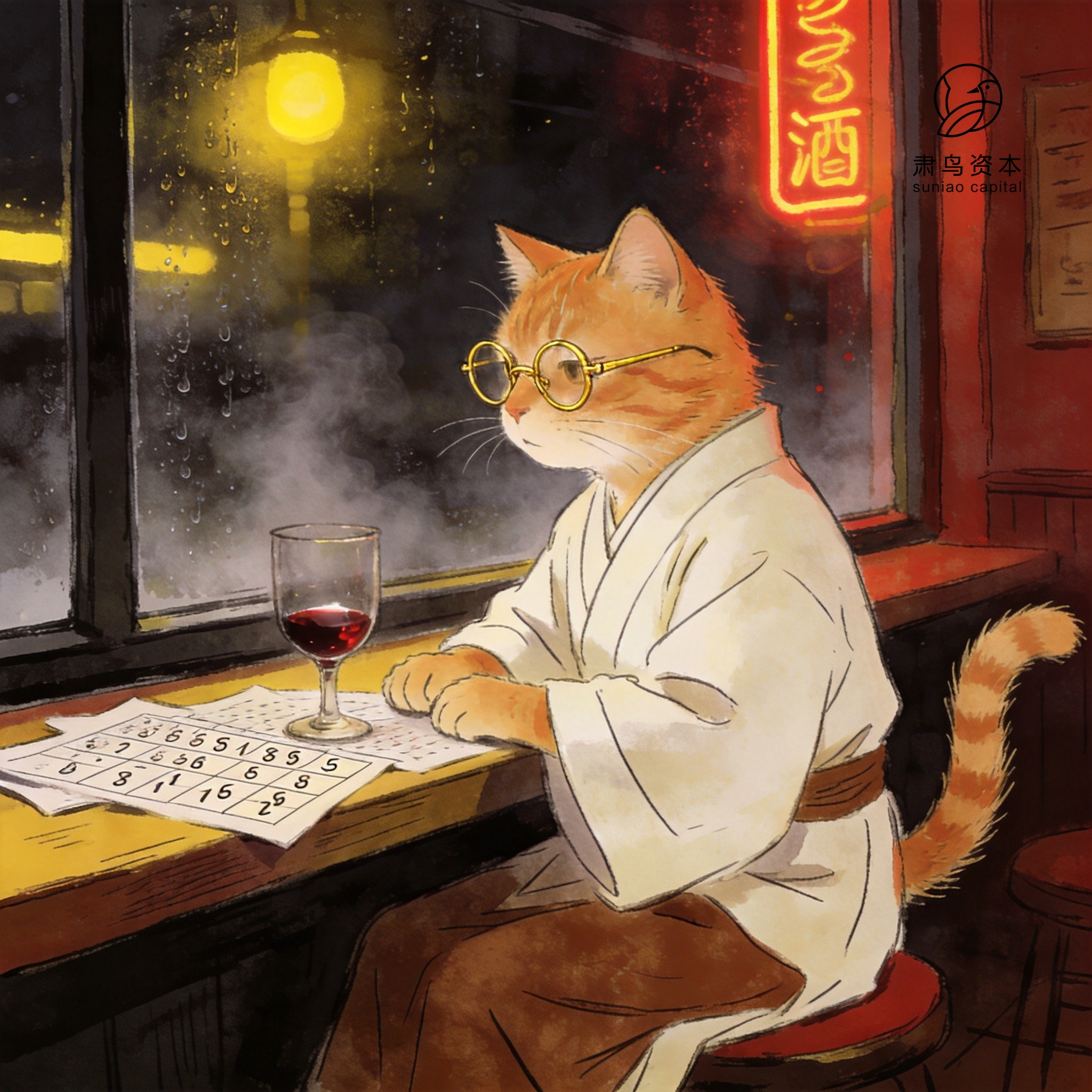 汉服橘猫插画