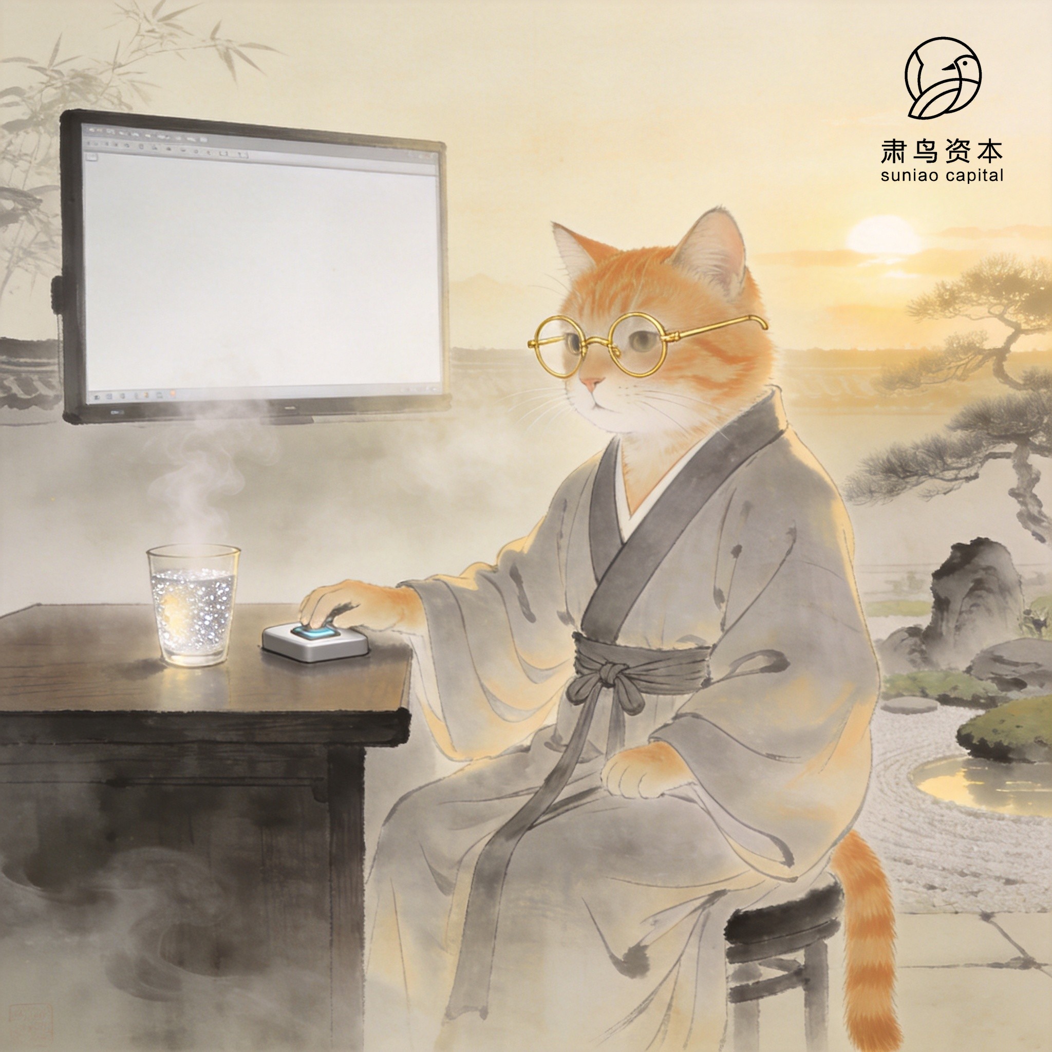 汉服橘猫插画