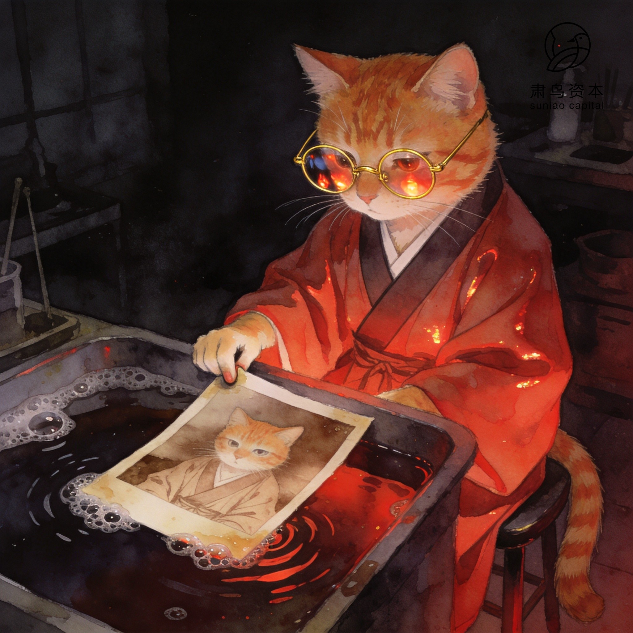 汉服橘猫插画