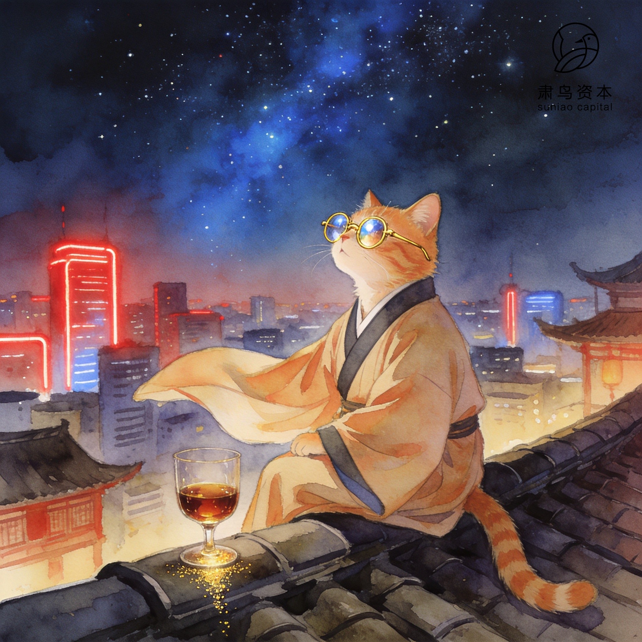 汉服橘猫插画