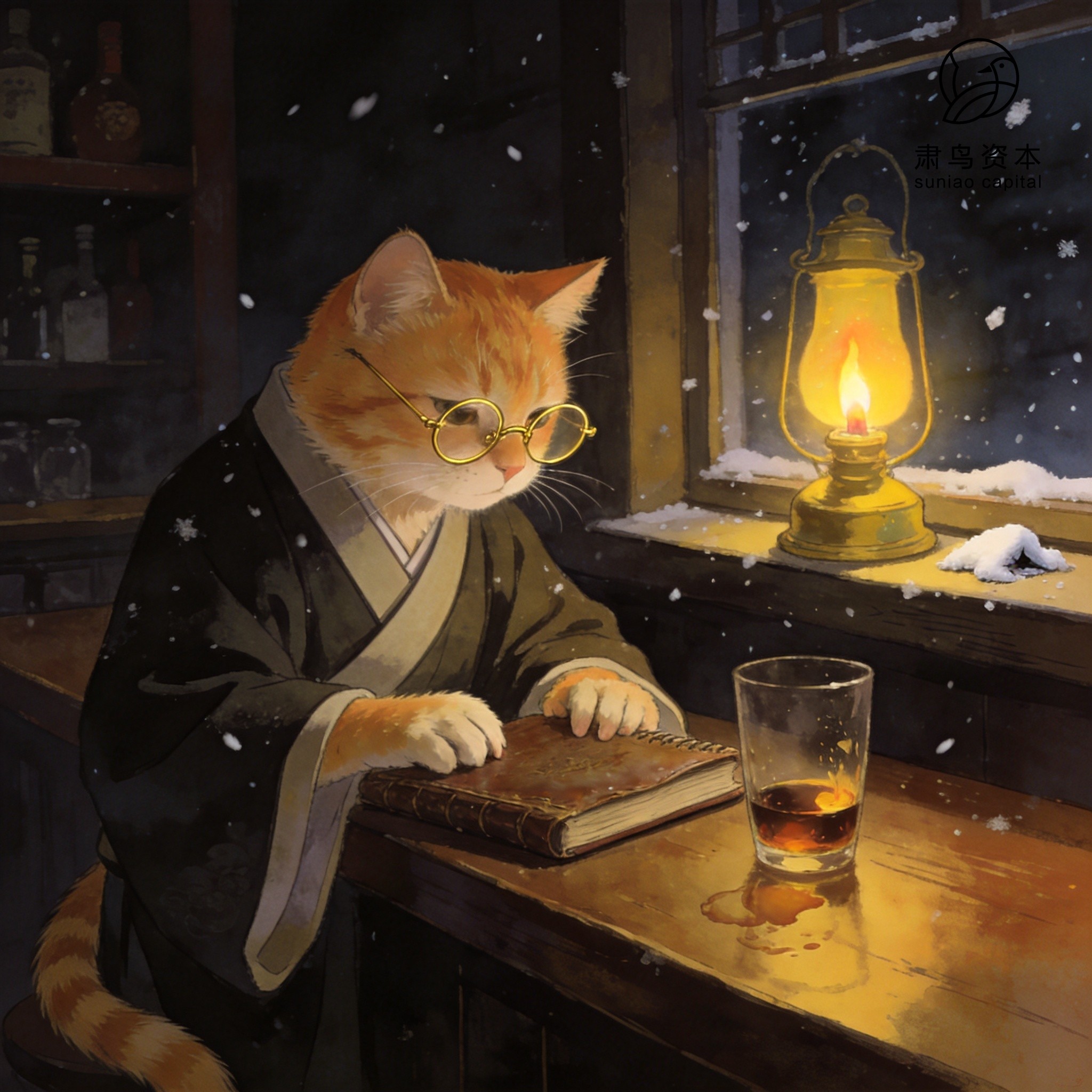 汉服橘猫插画