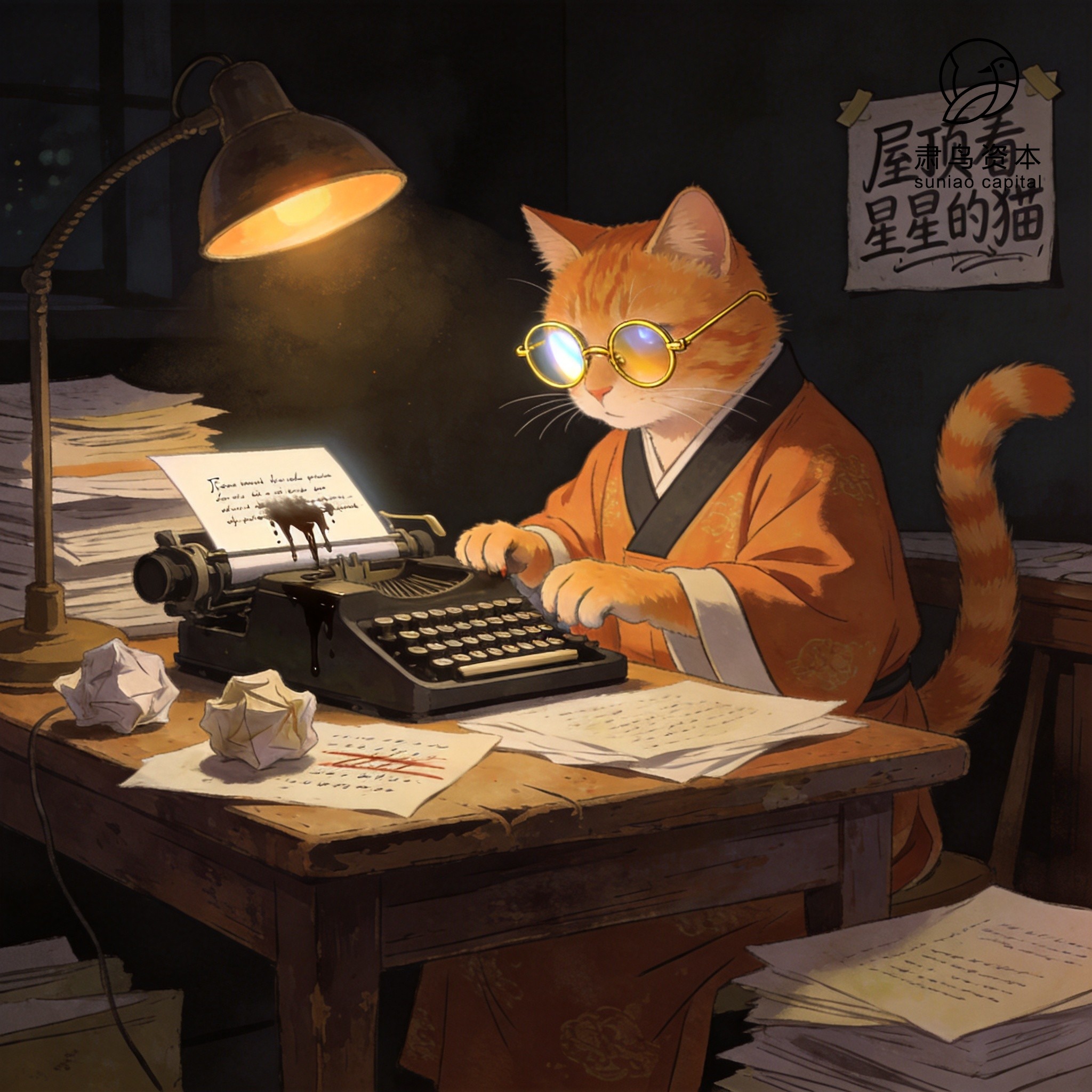 汉服橘猫插画
