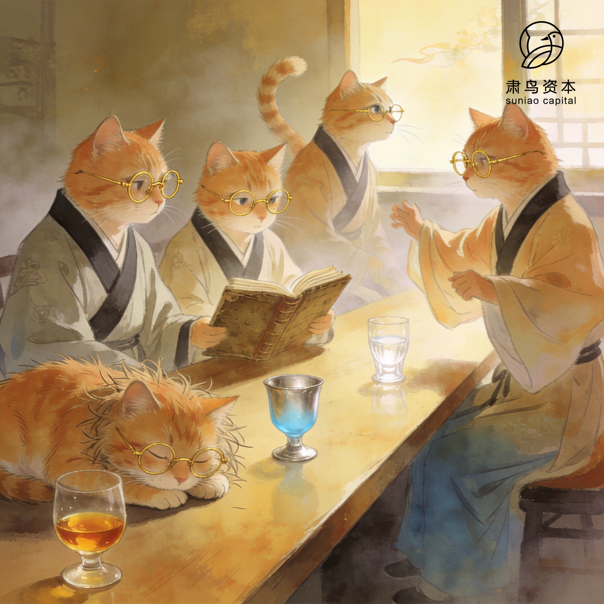 汉服橘猫插画
