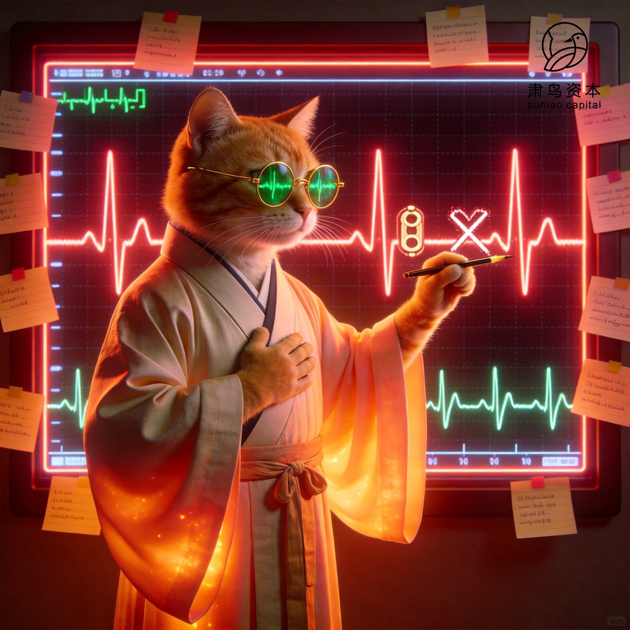 汉服橘猫插画