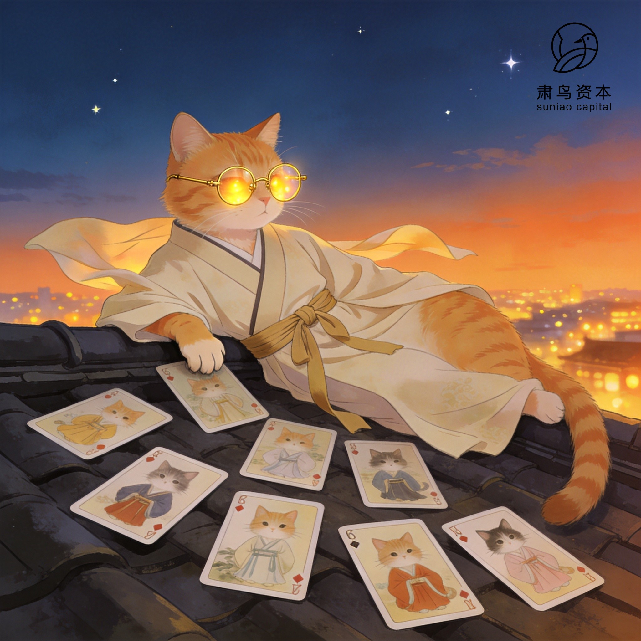汉服橘猫插画