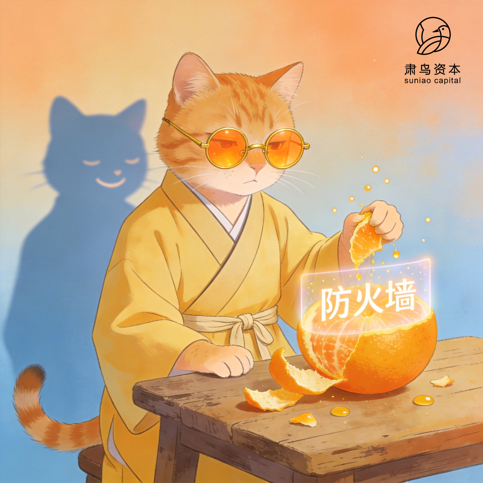 汉服橘猫插画