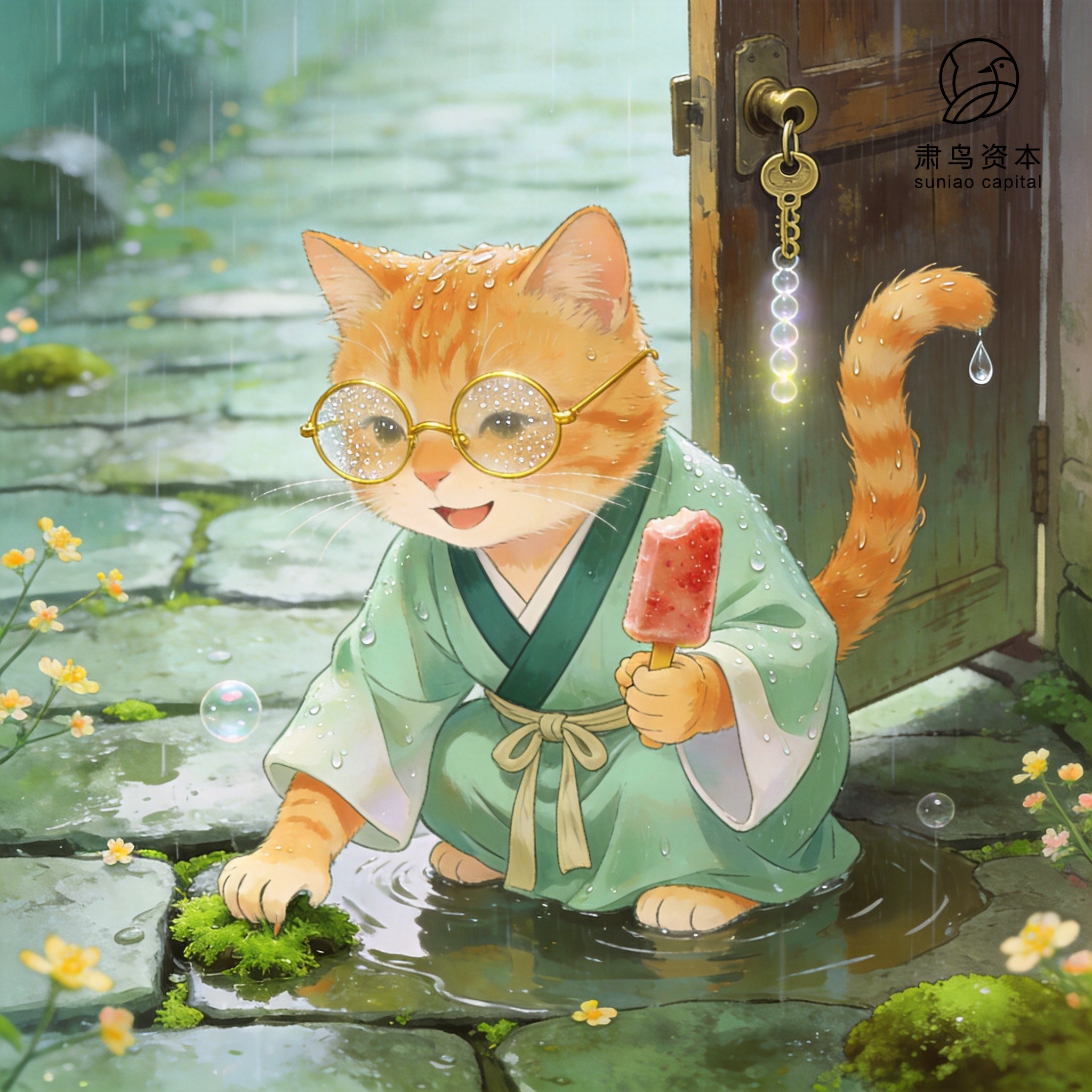 汉服橘猫插画