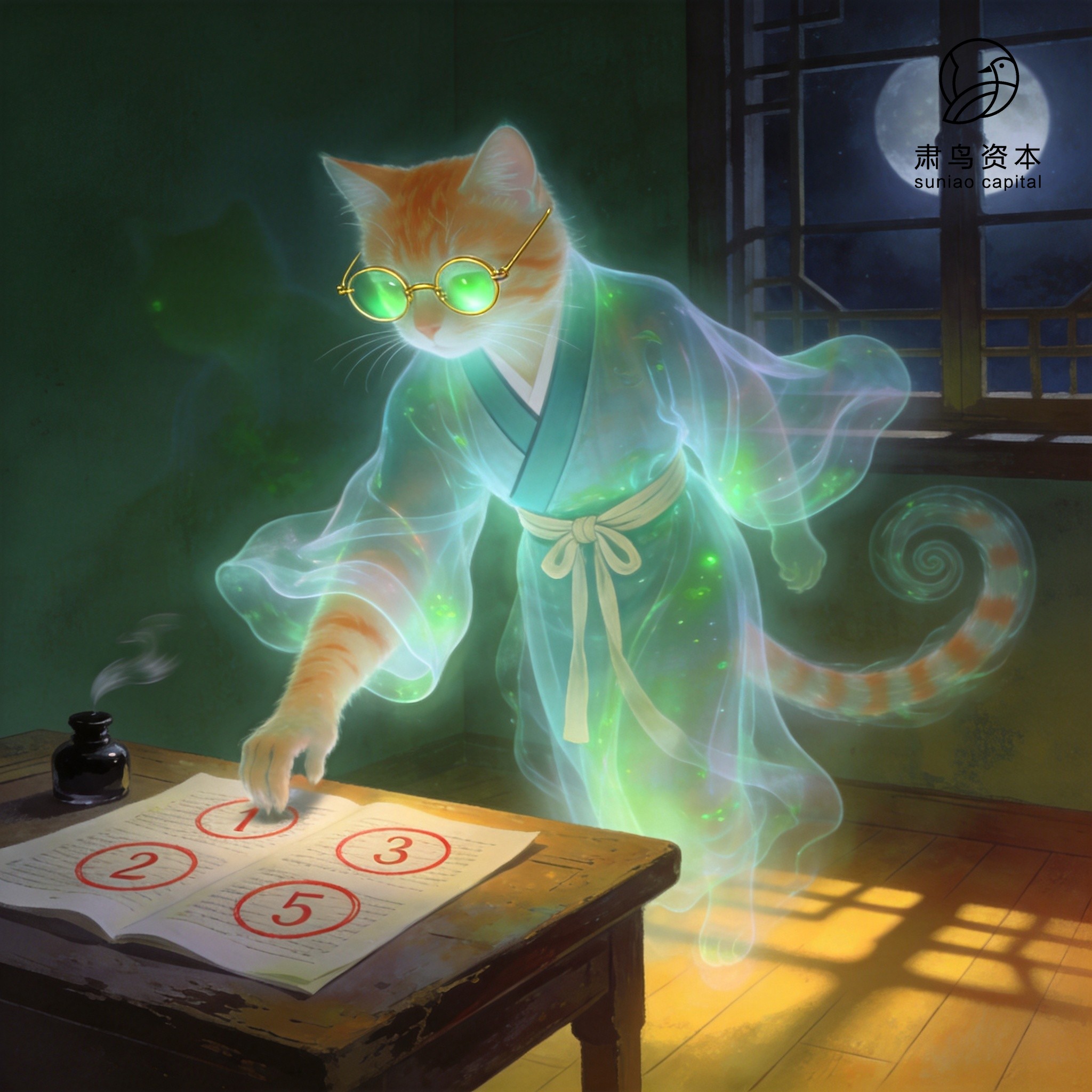 汉服橘猫插画