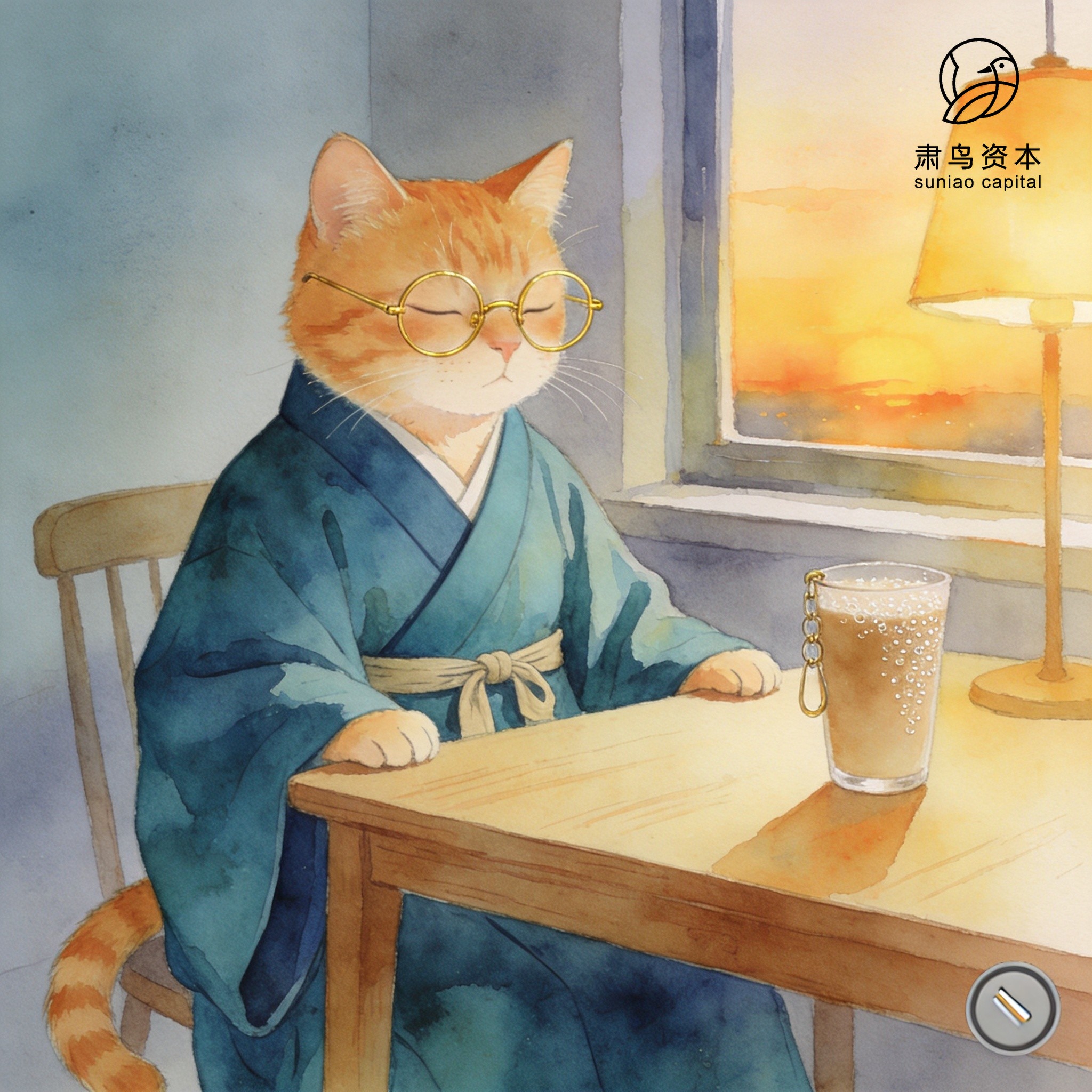汉服橘猫插画