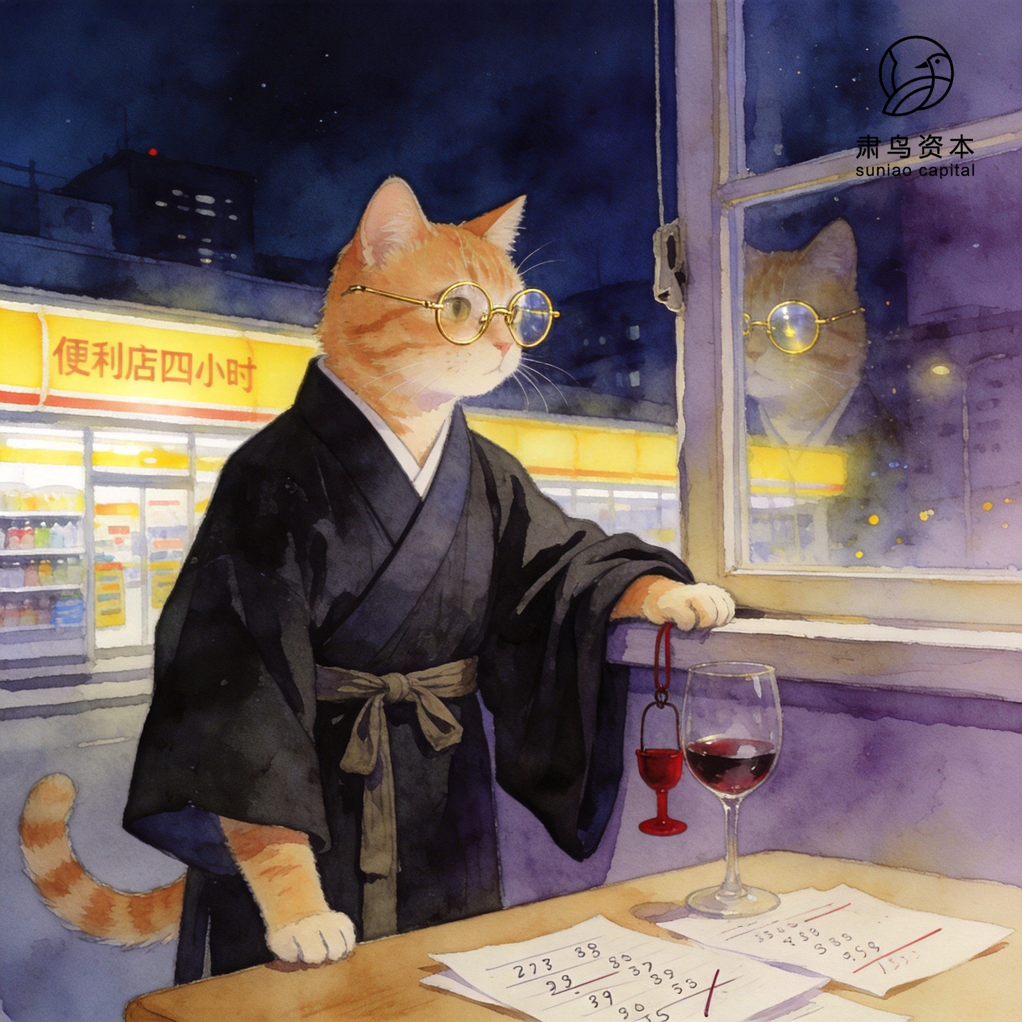 汉服橘猫插画