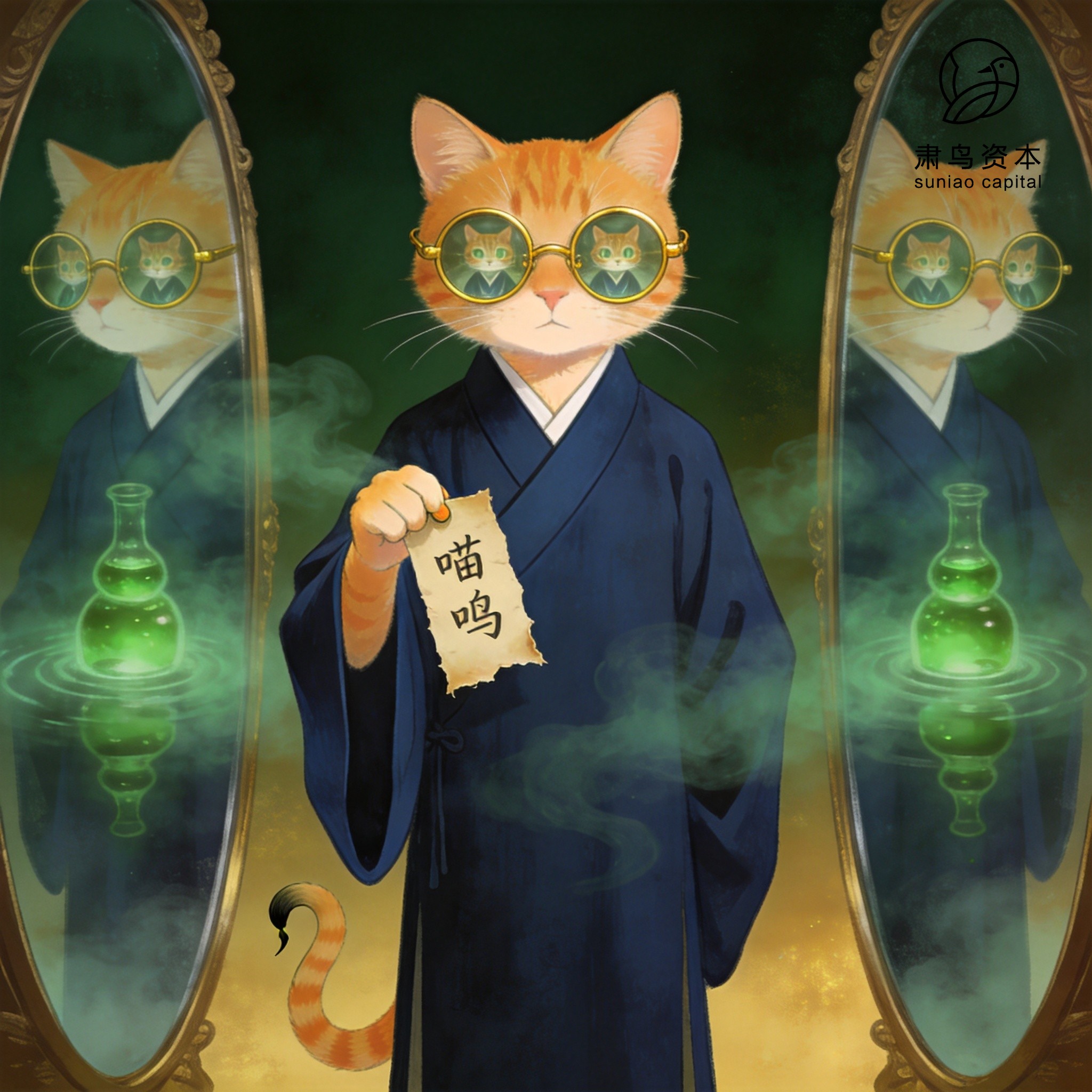 汉服橘猫插画