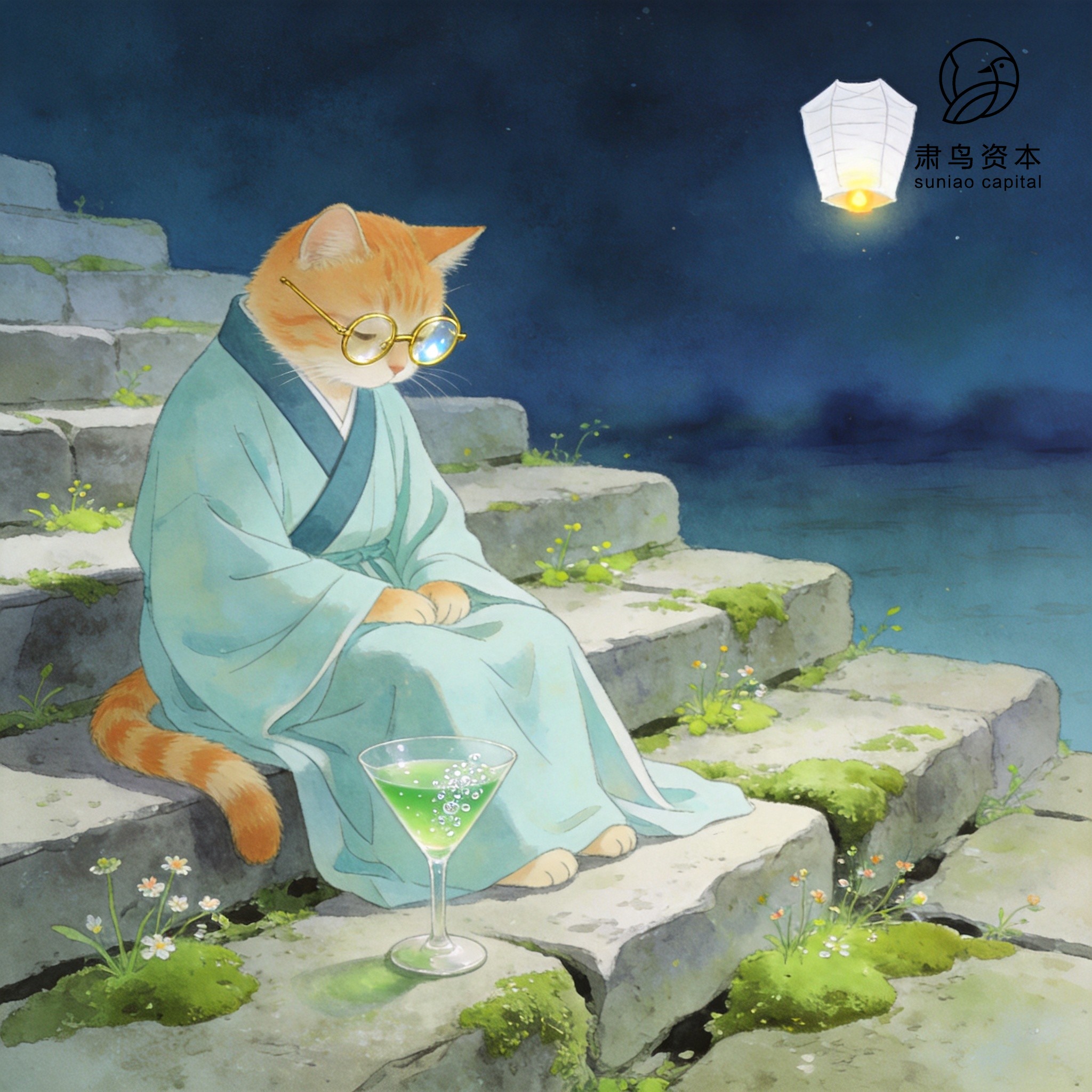 汉服橘猫插画