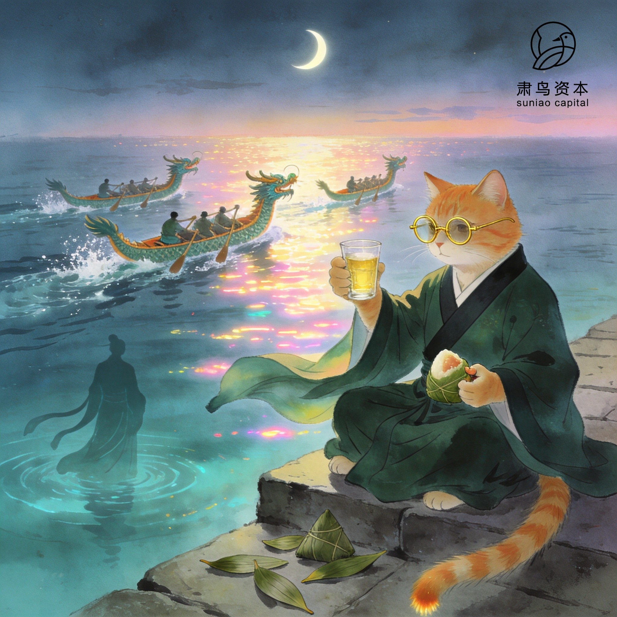汉服橘猫插画