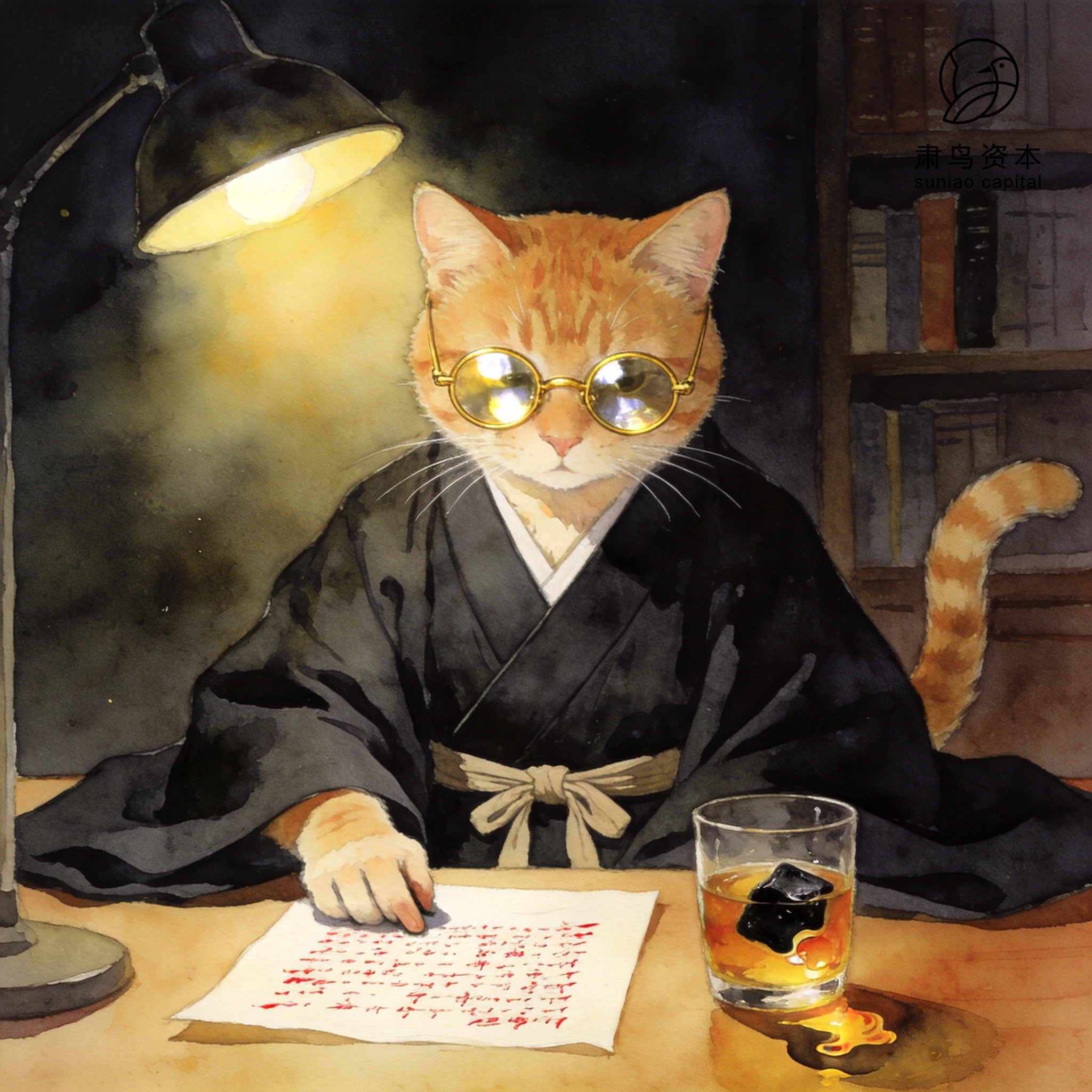 汉服橘猫插画