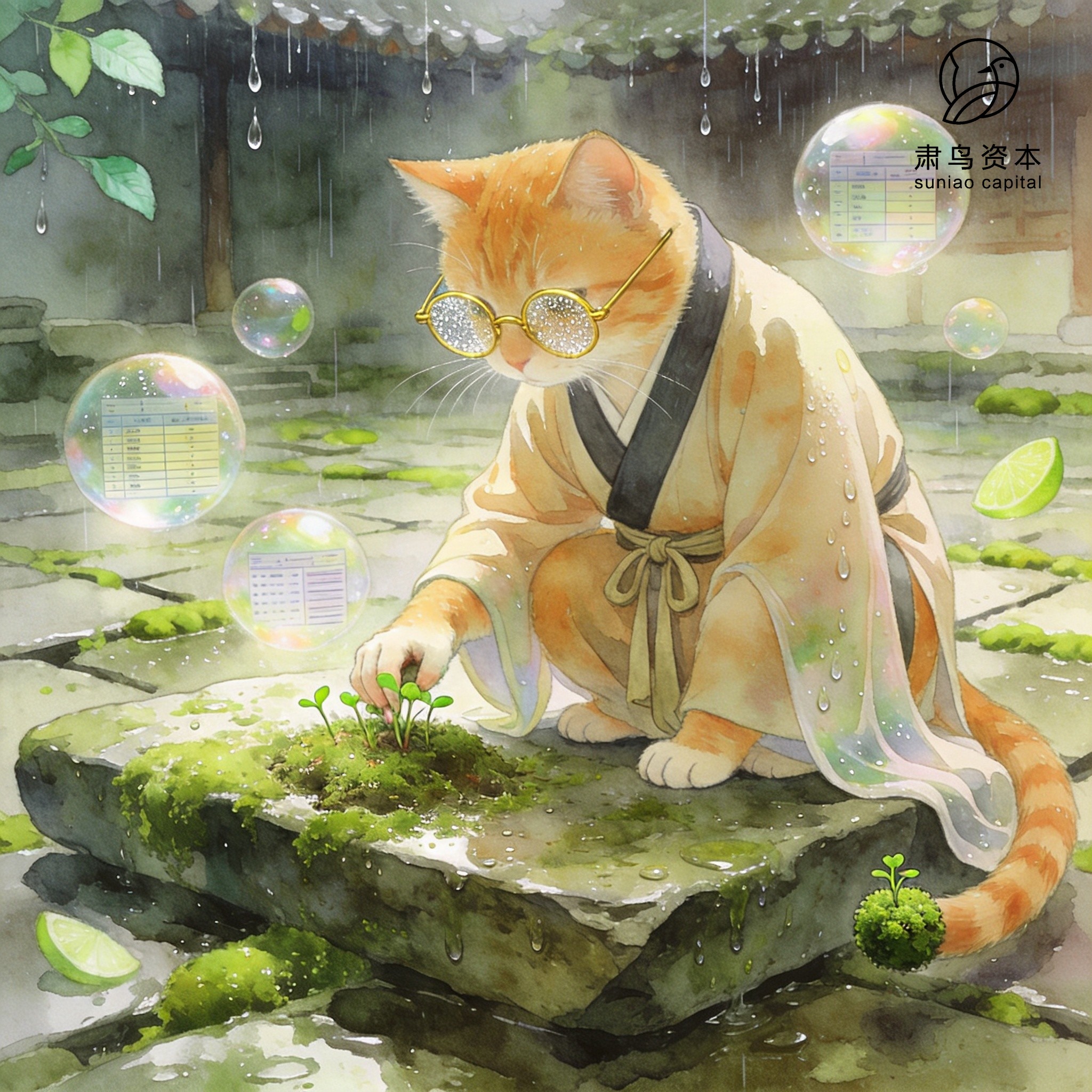 汉服橘猫插画